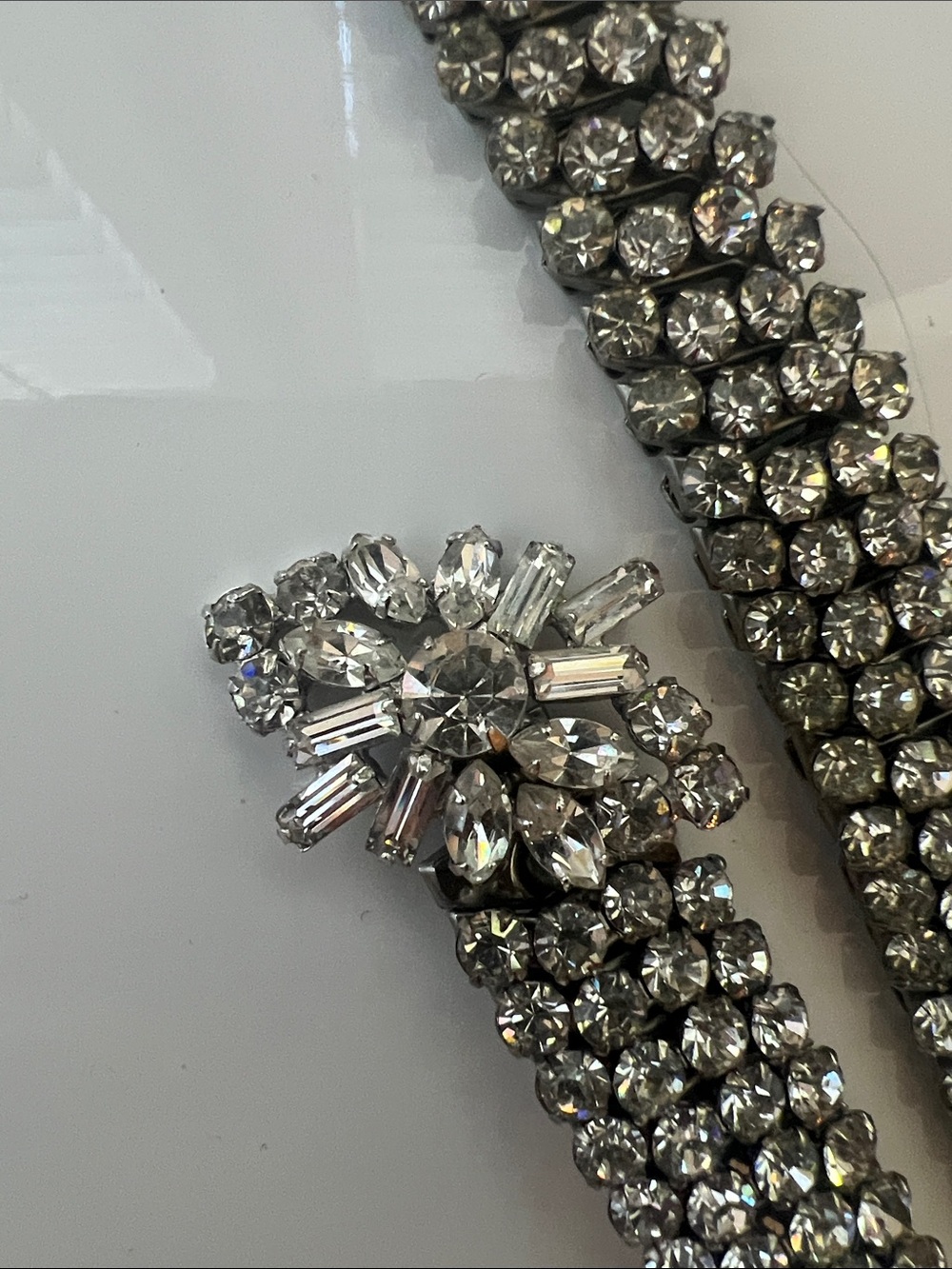 Albert Weiss Silver Crystal Multi-Row Bracelet & Choker Pair Vintage - Picture 2 of 7